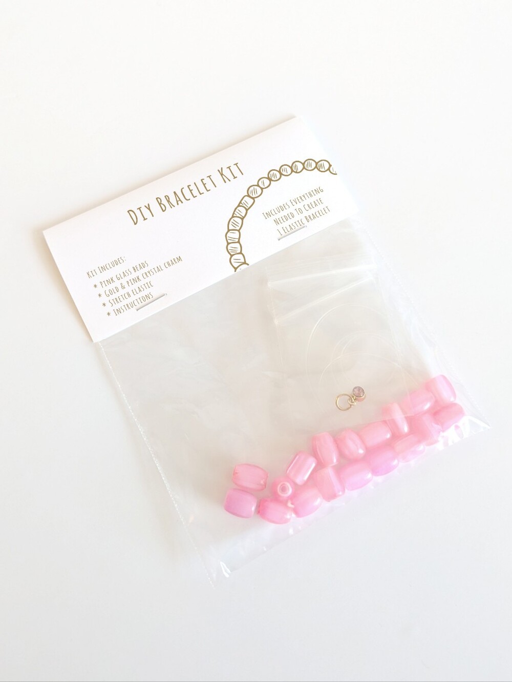 DIY Charm Beaded Bracelet Jewelry Making Kit - Pink